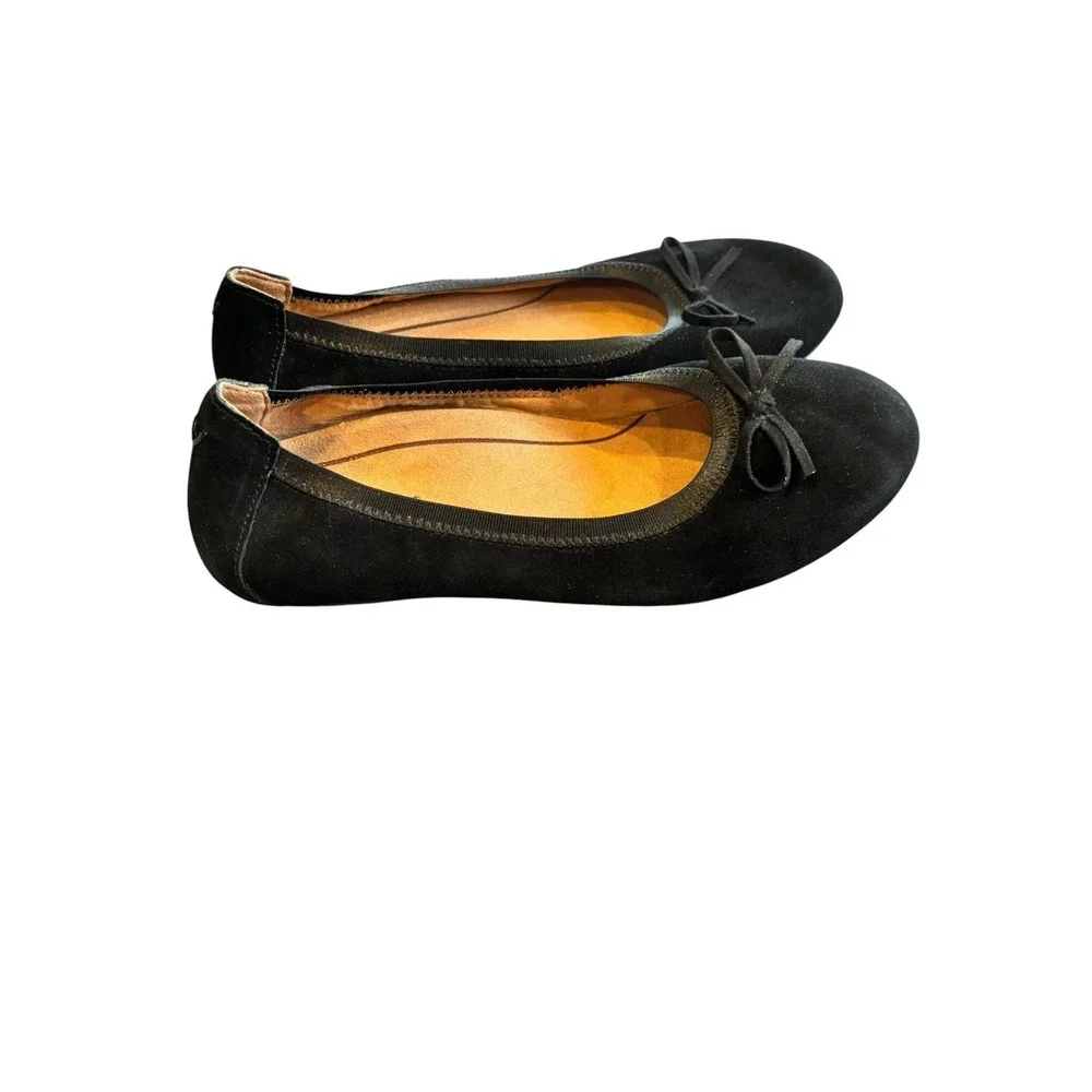 Vionic Liliana Tied Bow Ballet Flats Black Suede Size 6 1/2